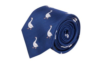 Navy Blue Goose Herringbone Tie