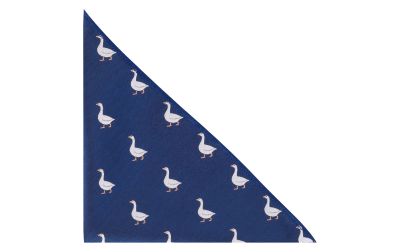 Navy Blue Goose Herringbone Pocket Square