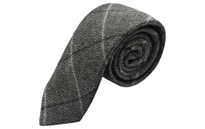 Graphite Grey Herringbone Check Tie