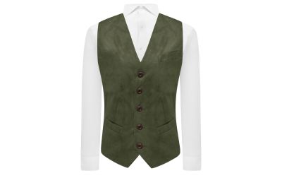 Dark Olive Green Suede Waistcoat