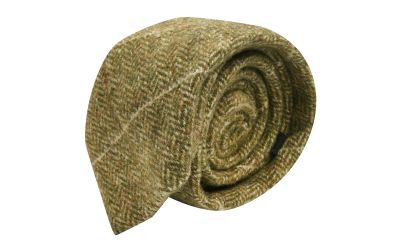 Green Herringbone Windowpane Check Tweed Tie