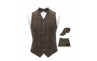 Heritage Check Regency Green Waistcoat & Matching Bow Tie, Tie & Pocket Square
