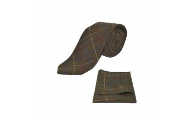 Heritage Check Regency Green Tie & Pocket Square Set