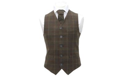 Heritage Check Regency Green Waistcoat & Matching Tie