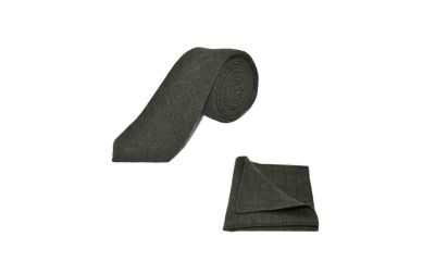 Highland Weave Forest Green Tie & Pocket Square Set