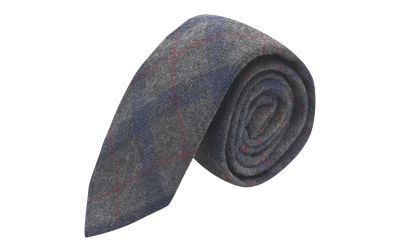 Grey & Blue Check Tie