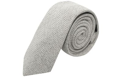 Silver Grey & Cream Herringbone Tie