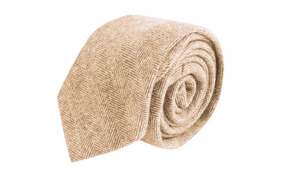 Hay Brown Herringbone Wool Tie