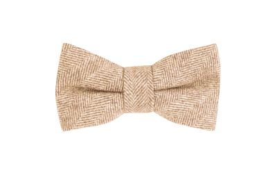 Hay Brown Herringbone Wool Bow Tie