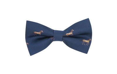 Navy Blue Horse Embroidered Bow Tie