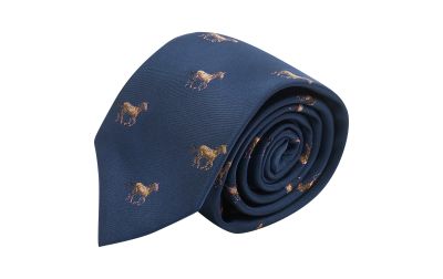 Navy Blue Horse Embroidered Tie