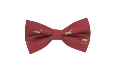Burgundy Red Horse Embroidered Bow Tie