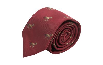 Burgundy Red Horse Embroidered Tie