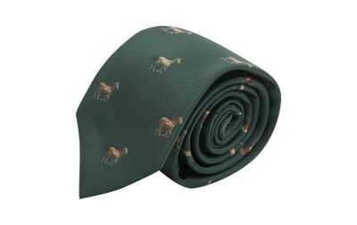 Dark Green Horse Embroidered Tie