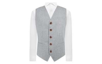 Highland Weave Stonewashed Light Grey Waistcoat