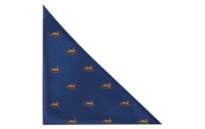 Navy Blue Jumping Hare Herringbone Pocket Square
