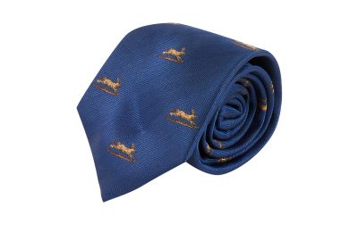 Navy Blue Jumping Hare Herringbone Tie
