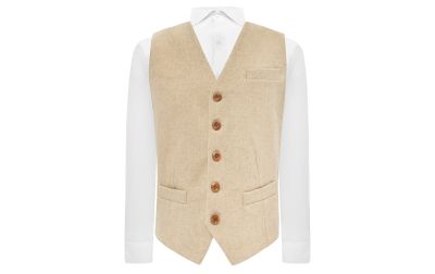Oatmeal Woven Wool Waistcoat
