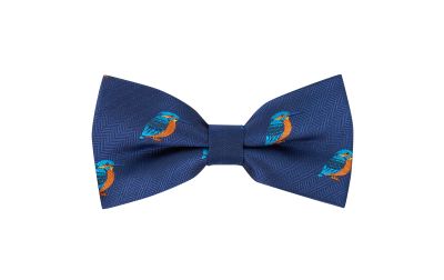 Navy Blue Kingfisher Herringbone Bow Tie