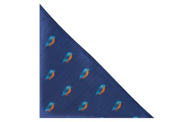Navy Blue Kingfisher Herringbone Pocket Square