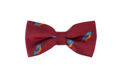 Burgundy Red Kingfisher Herringbone Bow Tie