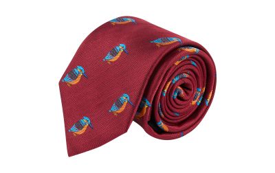 Burgundy Red Kingfisher Herringbone Tie