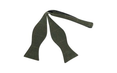 Forest Green Herringbone Tweed Self-Tie Bow Tie
