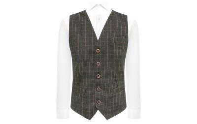 Leaf Green Tattersall Check Waistcoat