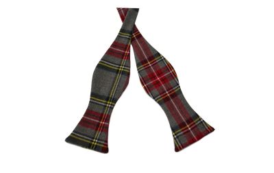 Light Grey Tartan Check Self-Tie Bow Tie
