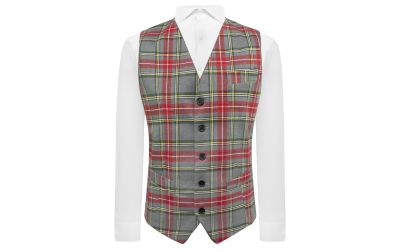 Light Grey Tartan Check Waistcoat