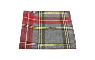 Traditional Light Grey & Red Tartan Pocket Square