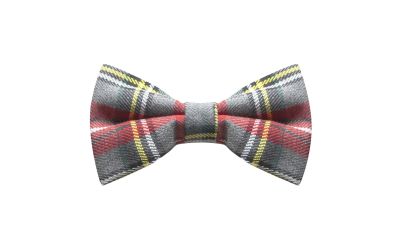 Traditional Light Grey & Red Tartan Bow Tie