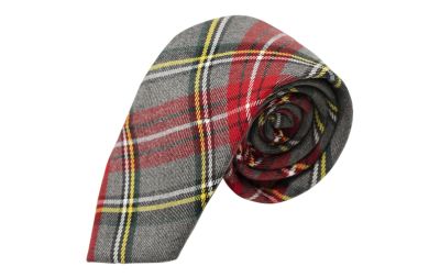 Traditional Light Grey & Red Tartan Tie
