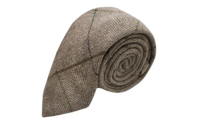 Light Khaki Brown Herringbone Check Tie