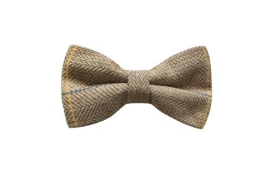 Light Oak Herringbone Check Bow Tie