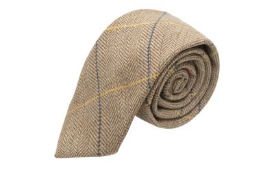Light Oak Herringbone Check Tie