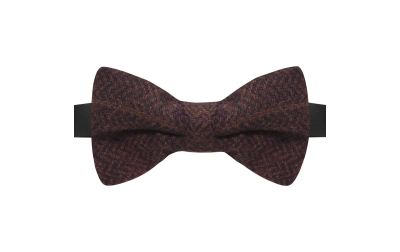 Mahogany Herringbone Check Bow Tie