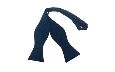 Midnight Blue & Black Herringbone Self-Tie Bow Tie