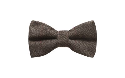 Luxury Herringbone Mocha Brown Bow Tie