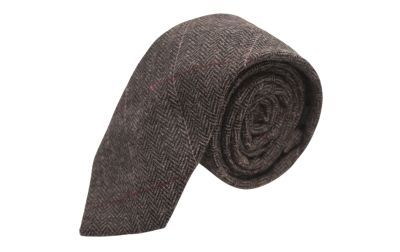 Mocha Brown Herringbone Check Tie