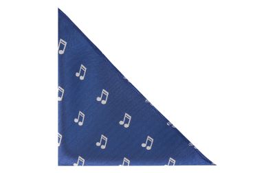 Navy Blue Music Note Herringbone Pocket Square