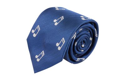 Navy Blue Music Note Herringbone Tie