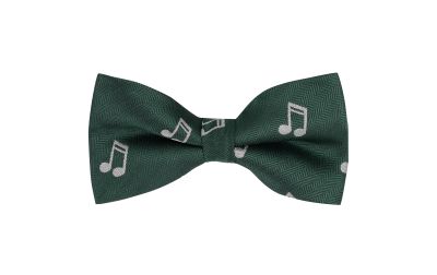 Dark Green Music Note Herringbone Bow Tie