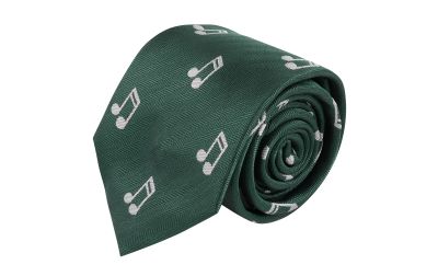 Dark Green Music Note Herringbone Tie