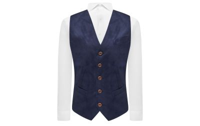 Navy Blue Suede Waistcoat