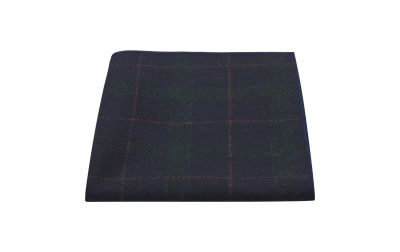Navy Blue & Dark Green Check Pocket Square