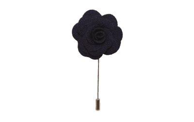 Navy Flower/Rose Lapel Pin