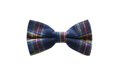 Traditional Navy Blue Tartan Bow Tie