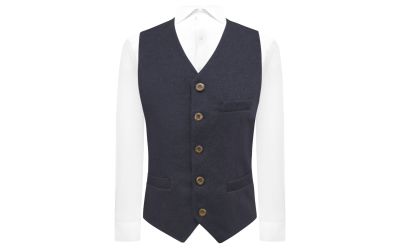 Navy Blue Donegal Tweed Waistcoat