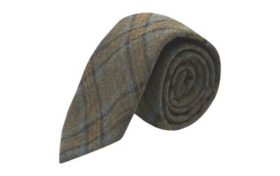 Olive Green & Brown Check Tie